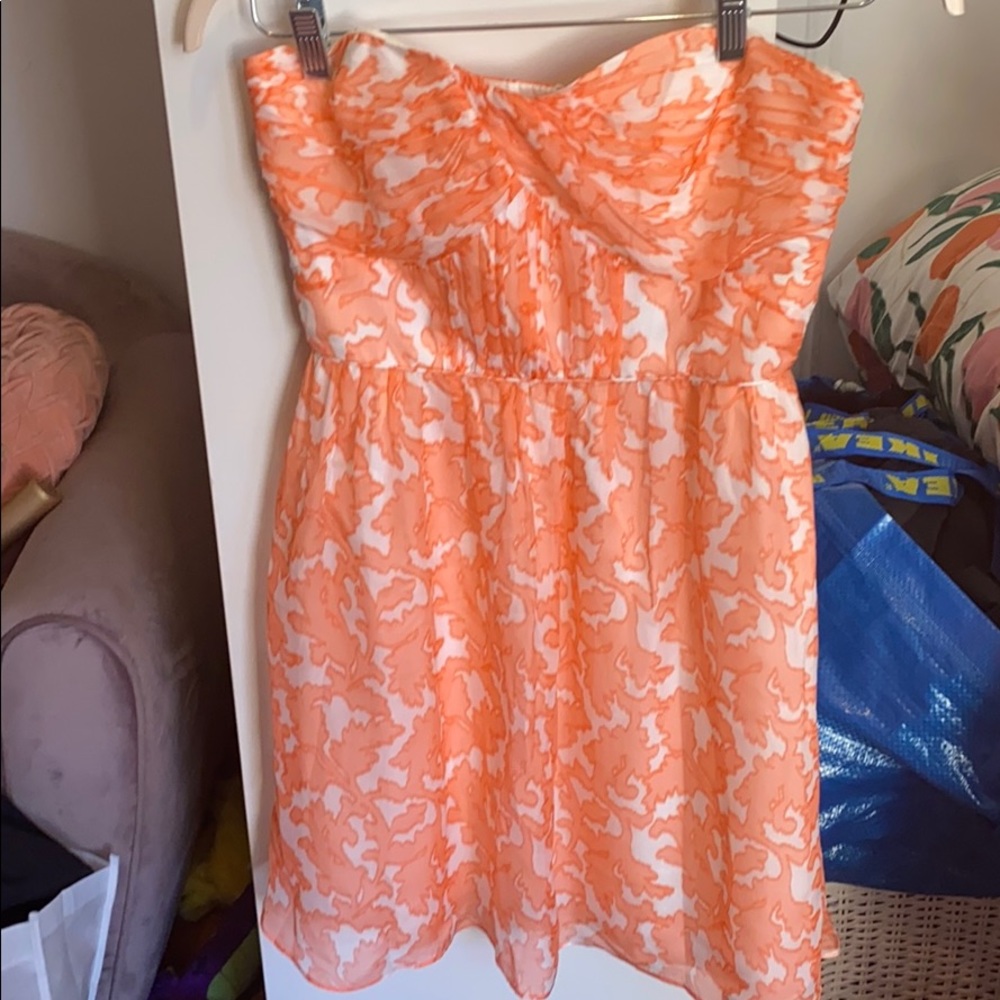 Shoshanna Peach and White Strapless Dress